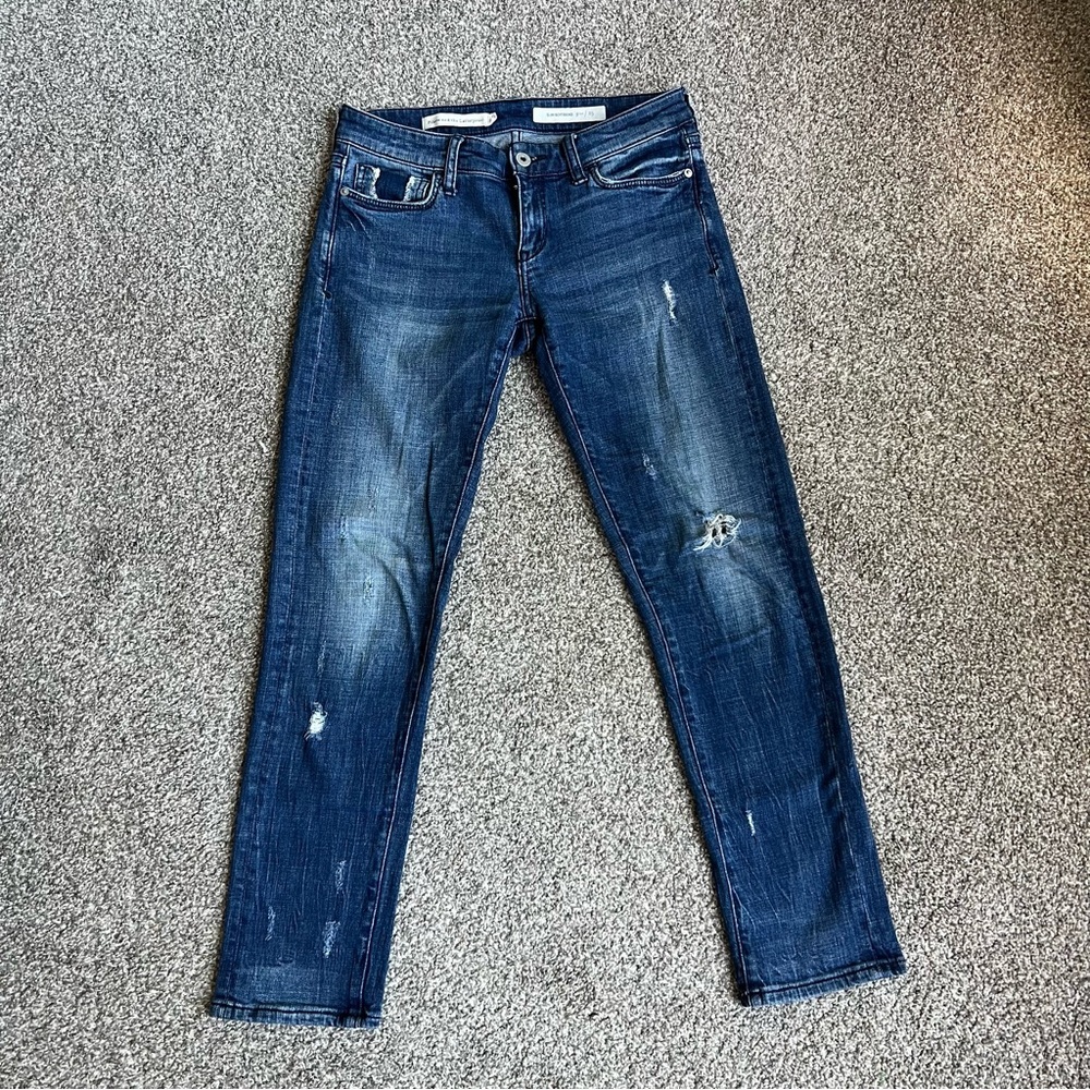 Pilcro and the Letterpress Slim Boyfriend Medium‎ Wash Distressed Jeans, Size 25